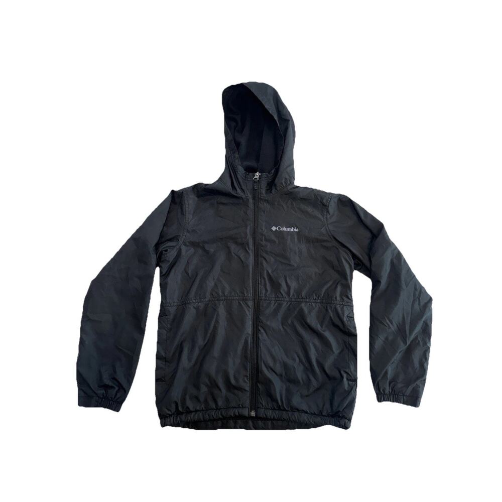 Columbia Jacket Youth M (10/12) Hooded Full Zip Fleece Lined Black Pre-Owned